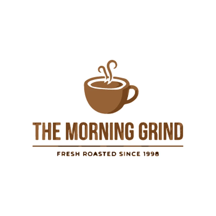Das ganze Kaffee-Logo mit Tasse, Name und Slogan in einem runden Avatar mit weißem Rand eingepasst