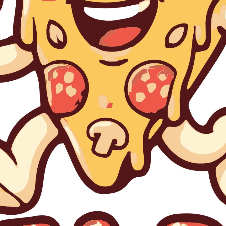 Pizza-Maskottchen-Logo nach dem Vektorisieren, 4-fach vergrößert
