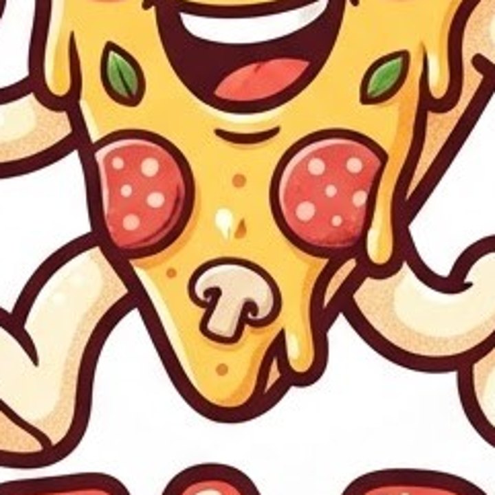 Pizza-Maskottchen-Logo wie hochgeladen, 4-fach vergrößert