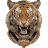 Der Tiger auf 48 Pixel verkleinert und vergrößert dargestellt: ein brauner und oranger Fleck, in dem die Gesichtsdetails verschwunden sind