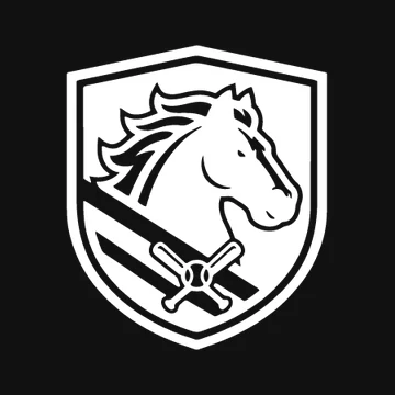 Mustangs-Wappen, weiße Version auf Schwarz