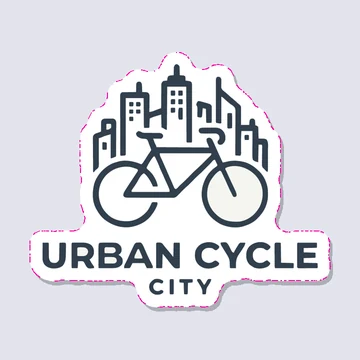 City and bicycle line art as a die-cut sticker